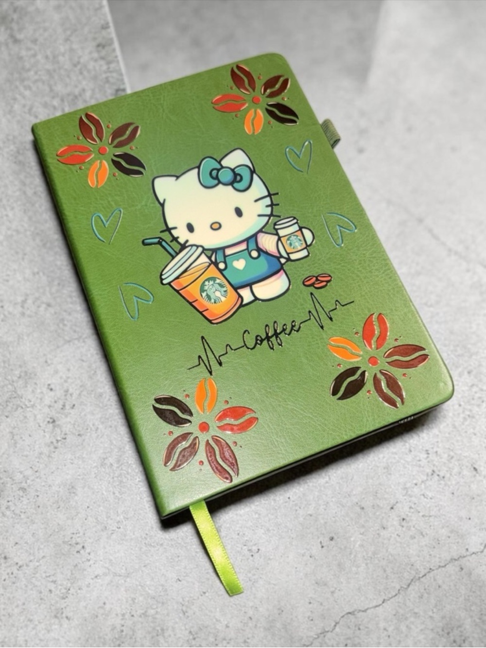 Hello Kitty Green Coffee-Themed Journal